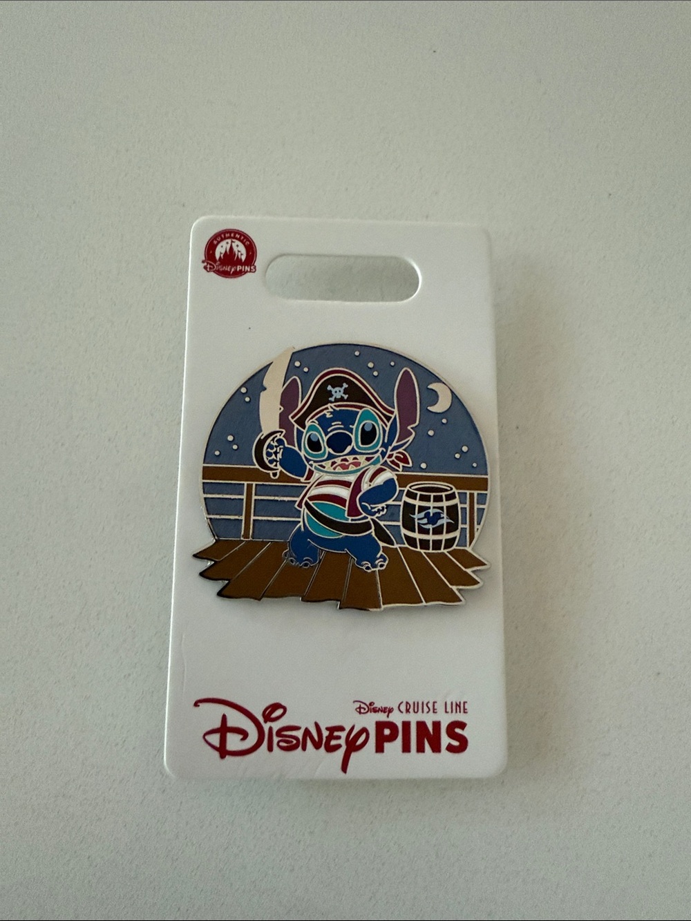 Disney Stitch Pirate Enamel Pin – Blue, Brown, White